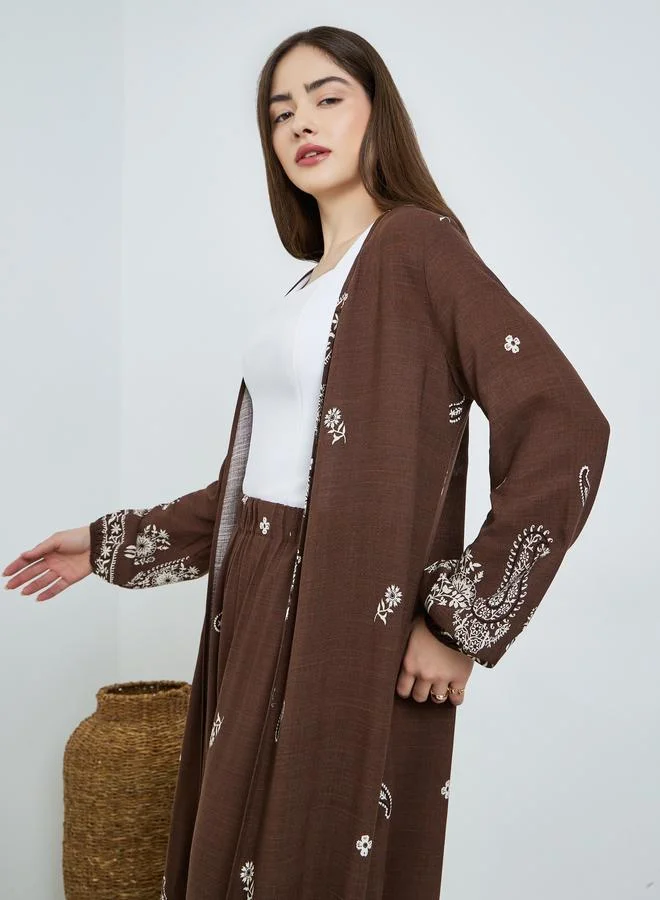Styli Women Paisley Print Kimono and Pants Co-Ords